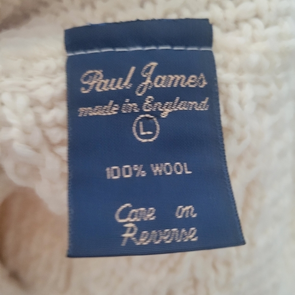 Paul James England Wool Handmade Chunky Button Down Collared Fisherman Sweater - Picture 9 of 15
